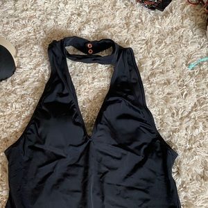 Black one piece swim suit